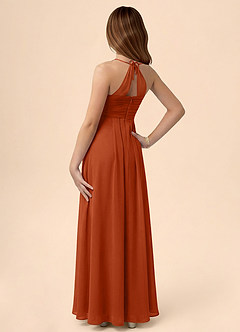 Azazie Ginny Junior Burnt Orange A-Line Pleated Chiffon Dress image2