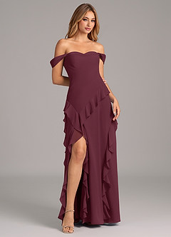 Azazie Sloane Bridesmaid Dresses Cabernet A-Line Sweetheart Neckline Chiffon Dress image4