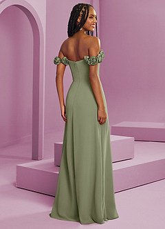 Barbie ♥ Azazie Robes de demoiselle d'honneur Robe Trapèze Convertible en Mousseline de soie Épaule décolletée Pistache image9