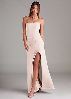 Azazie Leonis Bridesmaid Dresses Rose Petal Sheath Strapless Chiffon Convertible Dress image7
