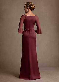 Azazie Nampa Mother of the Bride Dresses Cabernet Sheath Pleated Mesh Dress image3