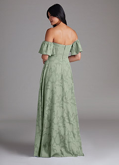 Azazie Sue Vestidos de damas de honor Vestido de Agave de Devorado Floral de Corte en A Convertible con Vestidos sin tirantes image4