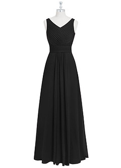Azazie Pierrette Bridesmaid Dresses Black A-Line Pleated Chiffon Dress image7