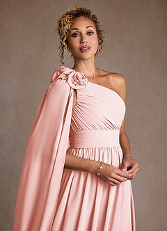 Azazie Lancaster Kleider für die Brautmutter A-Linie One-Shoulder Chiffon Kleid Zartrosa image4