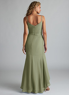 Azazie Summer Bridesmaid Dresses Pistachio Mermaid Scoop Cowl Chiffon Dress image2