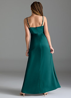 Azazie Maci Junior Peacock Mermaid Pleated Stretch Satin Dress image2