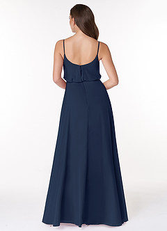 Azazie Lupe Bridesmaid Dresses Dark Navy A-Line Scoop Blouson Chiffon Dress image2