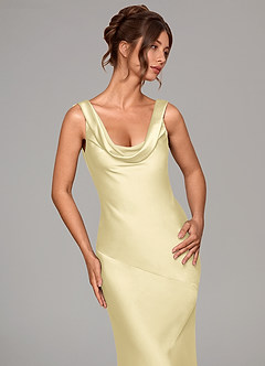 Azazie Rylina Bridesmaid Dresses Lemon Sorbet Mermaid Stretch Satin Dress image6