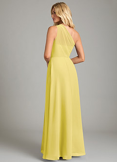 Azazie Phaedra Vestidos de damas de honor Vestido de Canario de Gasa de Corte en A con Hombro unilateral image2