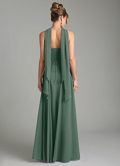 Azazie Gabriela Bridesmaid Dresses Eucalyptus A-Line Corset Chiffon Dress image2
