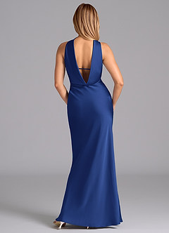 Azazie Lusinda Brautjungfernkleider Meerjungfrau-Linie Schulterfrei Stretch-Satin Kleid Königsblau image7