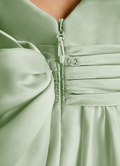 Azazie Sosie Flower Girl Dresses Dusty Sage Dusty Sage A-Line Pleated Matte Satin Dress image6