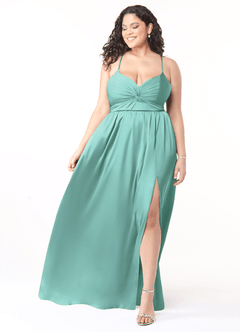 Azazie Raya Vestidos de madrinha de casamento Vestido Água de Cetim elástico de Linha A com Espartilho image7