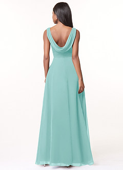 Azazie Karina Bridesmaid Dresses Aqua A-Line Pleated Chiffon Dress image2