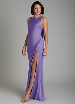 Azazie Dariah Bridesmaid Dresses Tahiti Mermaid Side Slit Stretch Satin Dress image5