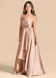 Azazie Catalina Junior Rose Gold A-Line Sweetheart Neckline Stretch Satin Dress image6