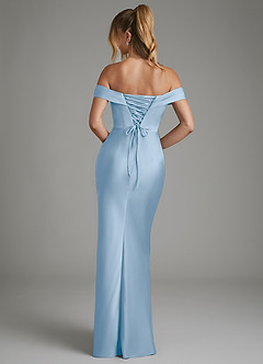 Azazie Hayden Brautjungfernkleider Meerjungfrau-Linie Korsett Stretch-Satin Kleid Puderblau image2