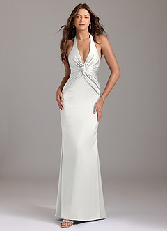 Azazie Valerie Suknie dla druhen Syrena Pofałdowany Satyna elastyczna Do ziemi Sukienka image1