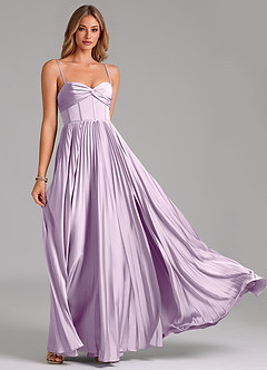 Azazie Akiko Robes de demoiselle d'honneur Robe Trapèze en Satin extensible Encolure en Forme de Cœur Frostiges Flieder image5