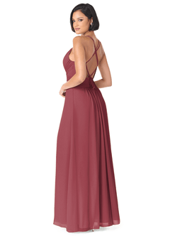 Azazie Farren Bridesmaid Dresses Merlot A-Line Pleated Chiffon Convertible Dress image5