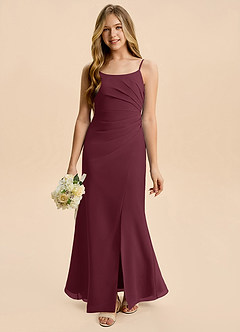 Azazie Amelia Junior Cabernet Mermaid Pleated Chiffon Dress image5