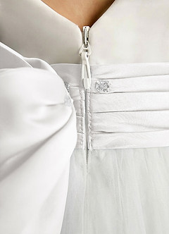 Azazie Sosie Abiti da Ragazza di Fiori Abito A-Line in Tulle Plissettato Avorio Bianco image5