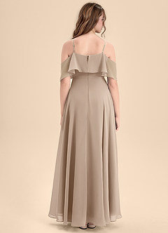 Azazie Tessabelle Junior A-Linie Schulterfrei Chiffon Kleid Taupe image2