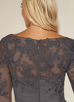 Azazie Alisondra Kleider für die Brautmutter Etui Schaufel Spitze Spitze Kleid Stahlgrau image7