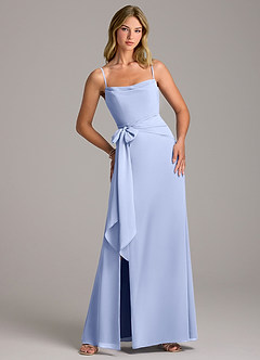 Azazie Tahlia Vestidos de madrinha de casamento Vestir Gelo de Chiffon de Linha A com com cinto image1