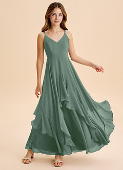 Azazie Karan Junior Eucalyptus A-Line Chiffon Dress image1