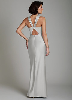 Azazie Zaria Bridesmaid Dresses Silver Mermaid Sweetheart Neckline Stretch Satin Dress image2