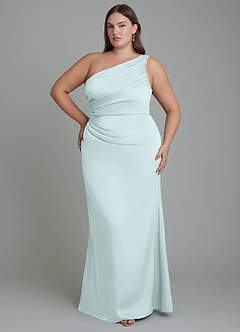 Azazie Akilah Robes de demoiselle d'honneur Robe Sirène en Satin extensible Asymétrique Verre De Mer image8