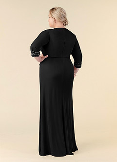 Azazie Rosena Final Sale Black Sheath Pleated Mesh Dress image10