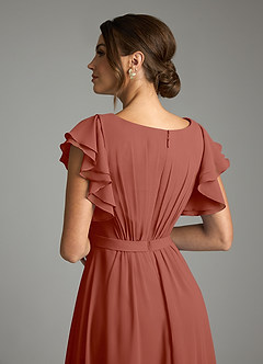 Azazie Daphne Modest Bridesmaid Dresses A-Line Ruffled Chiffon Floor-Length Dress image6