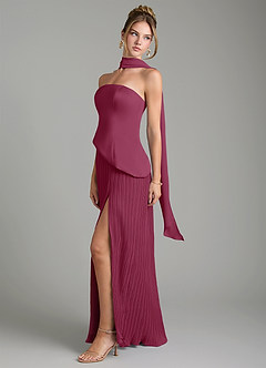 Azazie Tierney Bridesmaid Dresses Mulberry A-Line Strapless Chiffon Convertible Dress image8