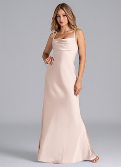Azazie Seema Bridesmaid Dresses Blushing Pink Mermaid Corset Stretch Satin Dress image4