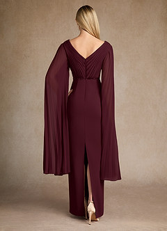 Azazie Ellsworth vestidos de madre de la novia Vestido de Cabernet de Crepé elástico de Columna con Plisado image3