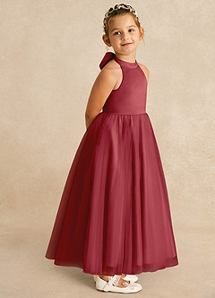 Azazie Bev Robe Demoiselle D'honneur Fillette Robe Trapèze en Tulle Convertible Grenade image8