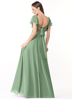 Azazie Syenna Jurken voor bruidsmeisjes Jurk van Chiffon met A-Lijn Ruches Matcha image2