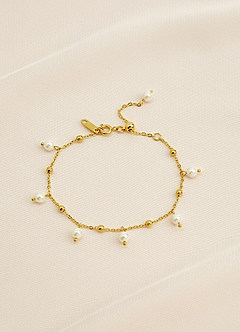 front Pearl Bead Chain Bracelet