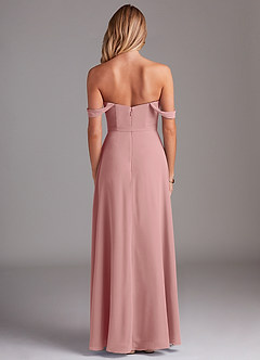 Azazie Aaron Bridesmaid Dresses Dusty Rose A-Line Off the Shoulder Chiffon Convertible Dress image3