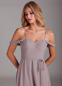 Azazie Aaron Bridesmaid Dresses Dusk A-Line Off the Shoulder Chiffon Convertible Dress image2
