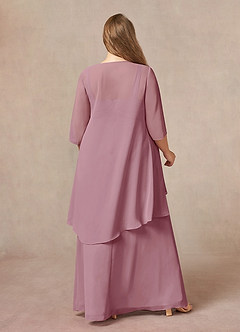 Azazie Weisz Mother of the Bride Dresses Vintage Mauve A-Line Square Neckline Pleated Chiffon Dress image8