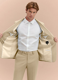front James Champagne Structured Stretch Suit Jacket