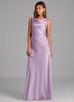 Azazie Nerine Brautjungfernkleider A-Linie Plissee Stretch-Satin Kleid Frostiges Flieder image1