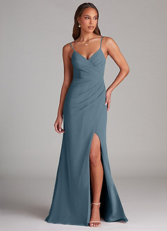 Azazie Maci Bridesmaid Dresses Twilight Sheath Pleated Chiffon Dress image1
