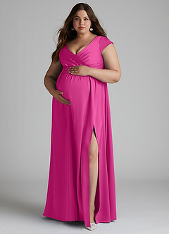 Azazie Allessia Abiti da damigella d'onore premaman Abito A-Line Plissettato Raso Elasticizzato Floor-Length image10