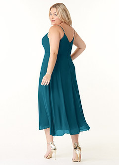 Azazie Clarissa Bridesmaid Dresses Ink Blue A-Line V-Neck Chiffon Dress image10