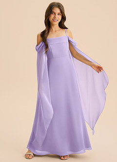 Azazie Moana Junior Linia A Pofałdowany Szyfon Długość podłogi Młodsza druhna Sukienka image4