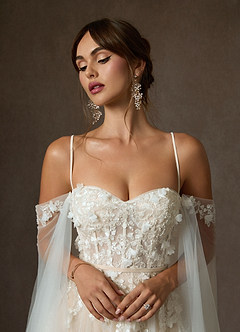 Azazie Wynery Robes de mariée Robe Princesse en Dentelle Épaule décolletée Diamant Blanc Champagne image3